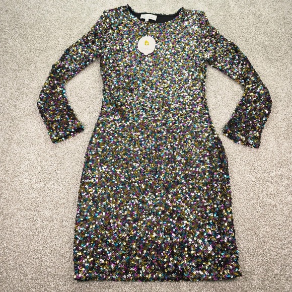 Sweet Lemon Dresses & Skirts - New‎ Sweet Lemon Womens Multicolor Sequin Long Sleeve Mini Dress NWT Size L